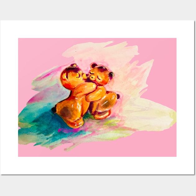 Teddy bear hug says I love you!  True love. Wall Art by Peaceful Pigments